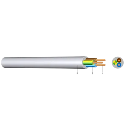 H05VV-F 4 G  1 ALB  - Cablu pentru instalatii electrice (300/500v)